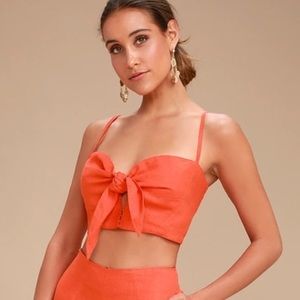 Faithful the Brand Tie Front Crop Top